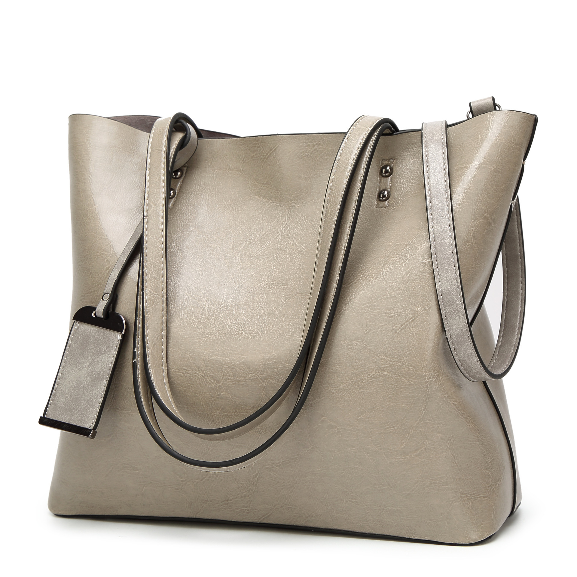Western Style Fashion Tote Retro Oil Skin High Capacity Shoulder Handbag