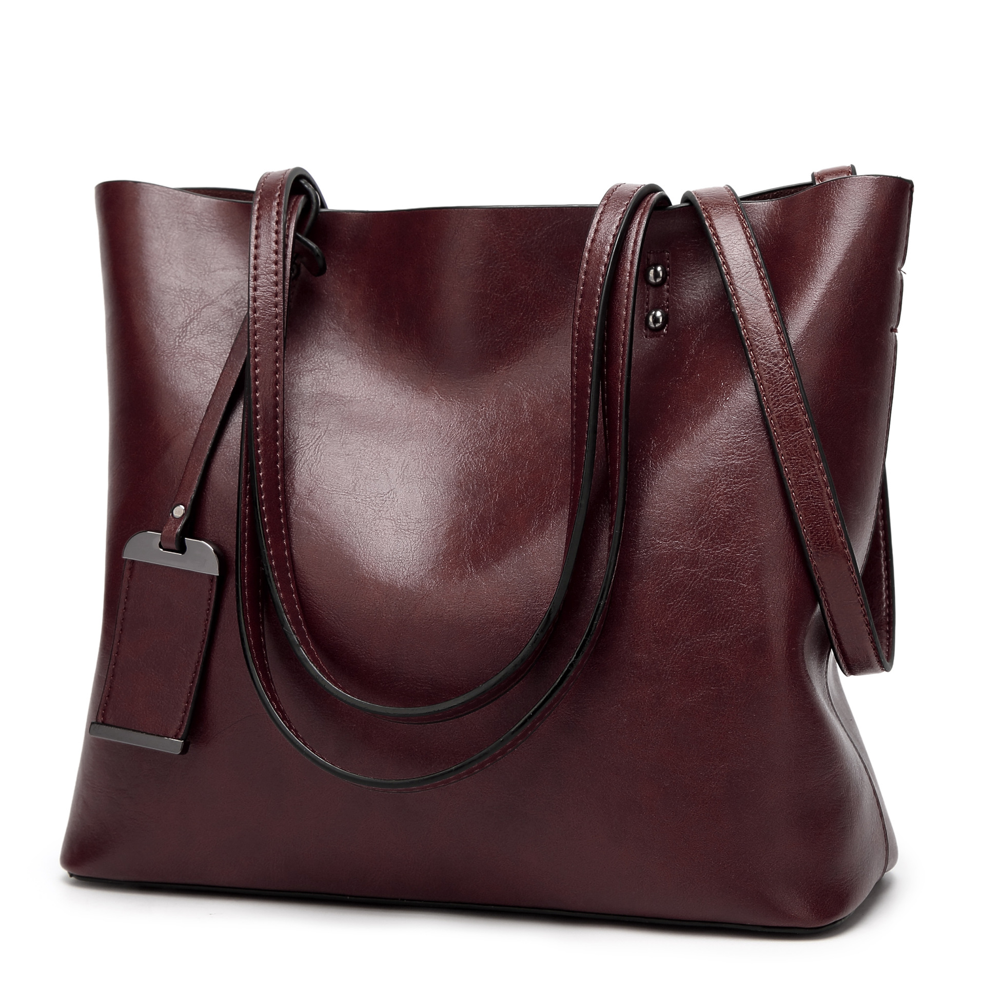 Western Style Fashion Tote Retro Oil Skin High Capacity Shoulder Handbag