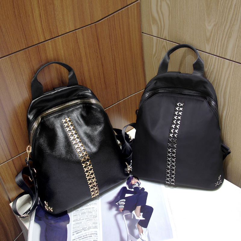 Lady Bags Backpack Leisure The New Rivet Ms Student Fashion Backpack
