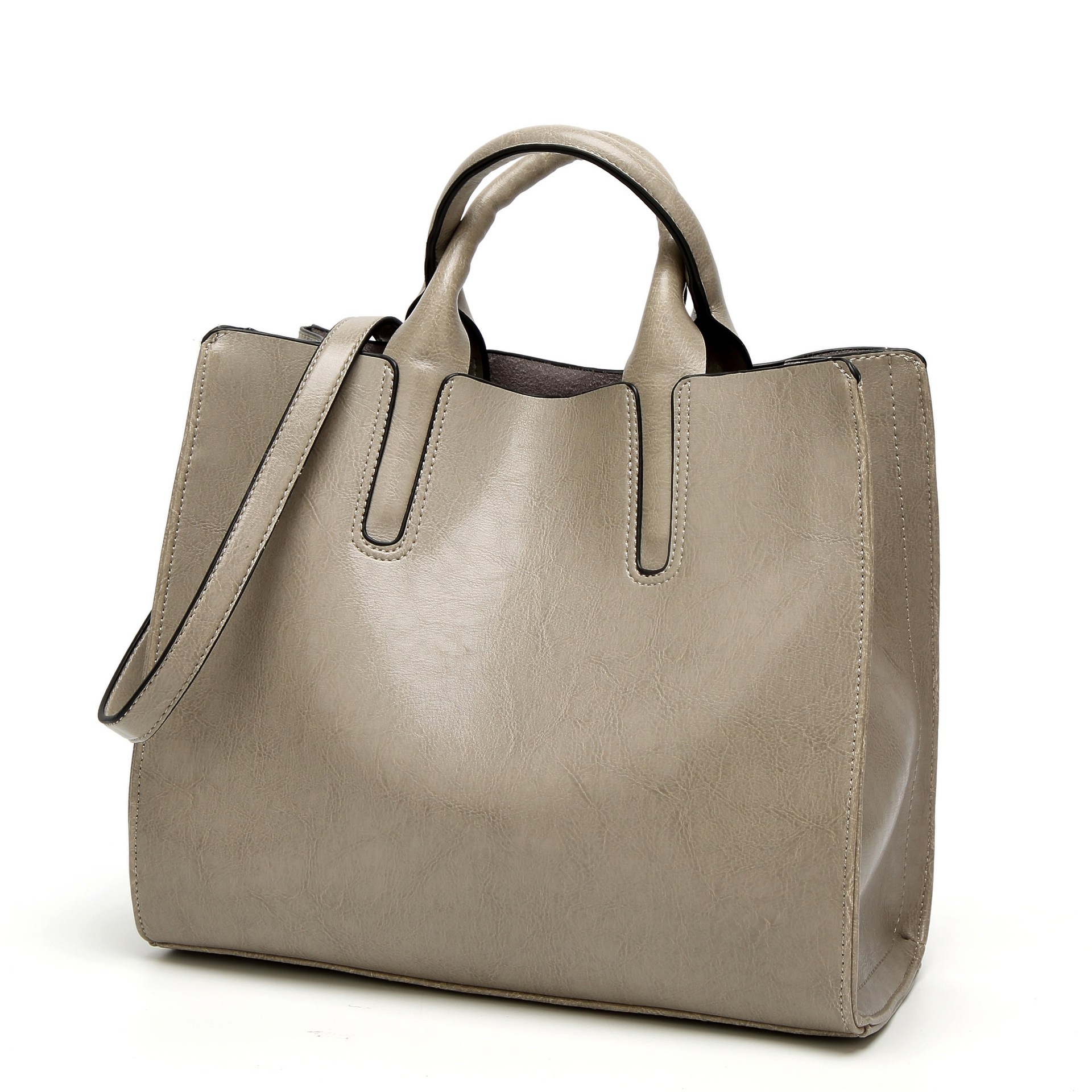 Ms Retro Oil Skin Portable Simple Wild Tote Shoulder Messenger bag Handbags