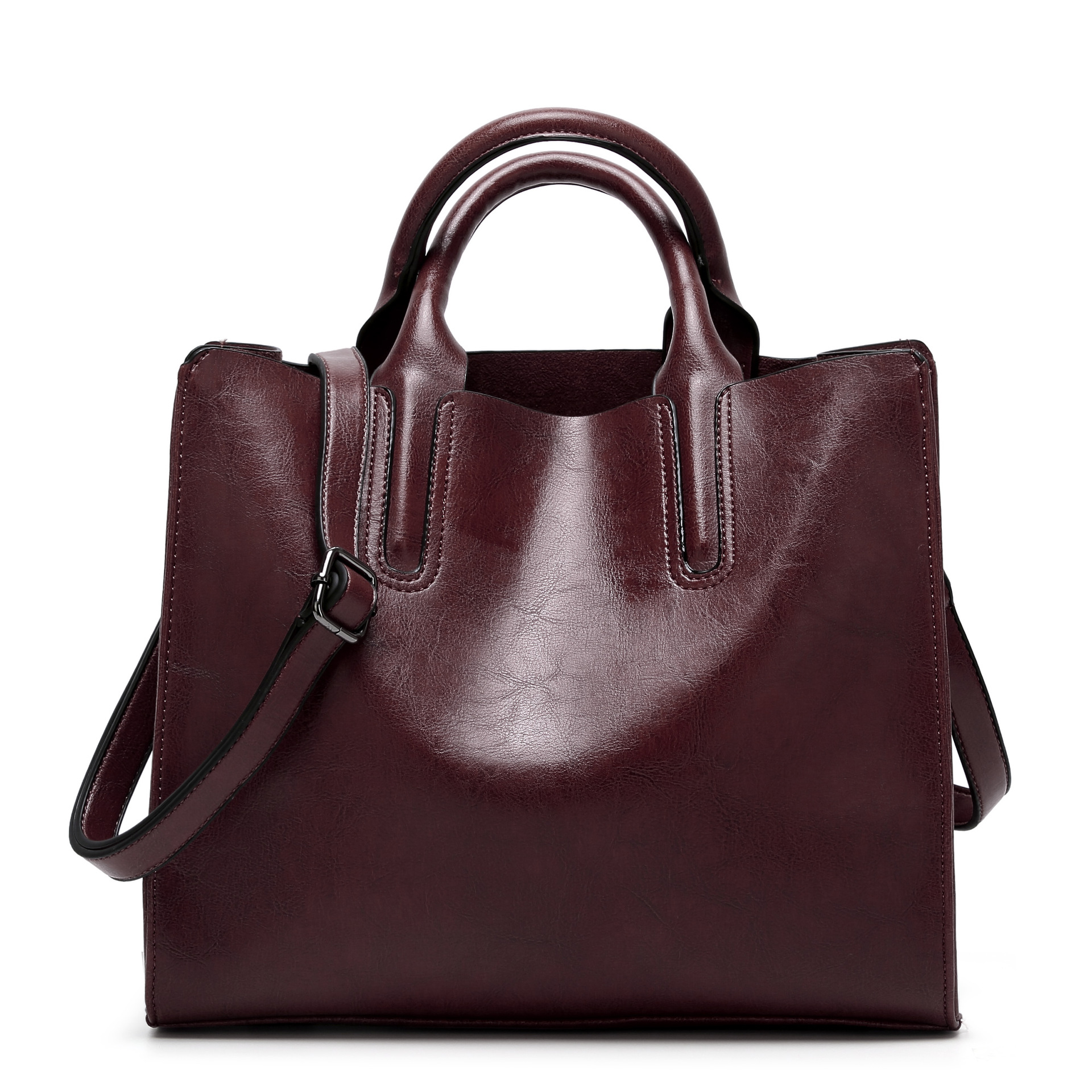 Ms Retro Oil Skin Portable Simple Wild Tote Shoulder Messenger bag Handbags