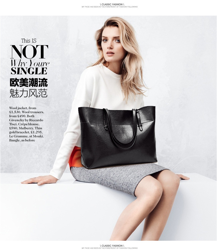 Western Style Fashion Shoulder Oblique Cross Package Oil Wax Wild Retro Lady Tote Bag