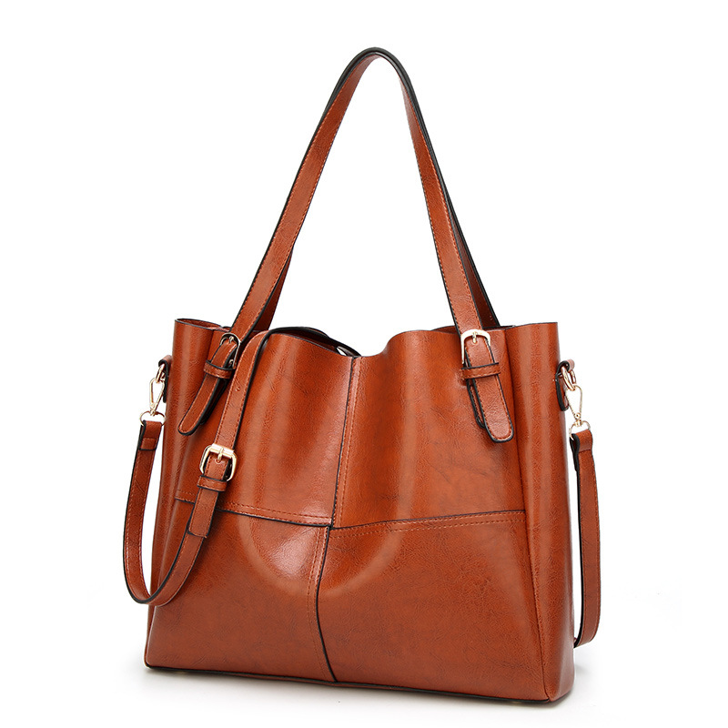 Lady Bags Western Style Fashion Big Bag Oil Wax Wild Shoulder Handbag Fashion Ladies bag