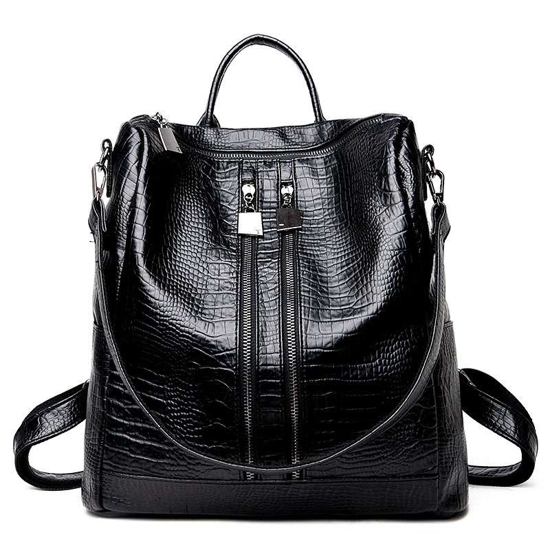 The New Backpack Crocodile Pattern Ms Shoulder Bags Wild Backpack Student Big bag Handbags