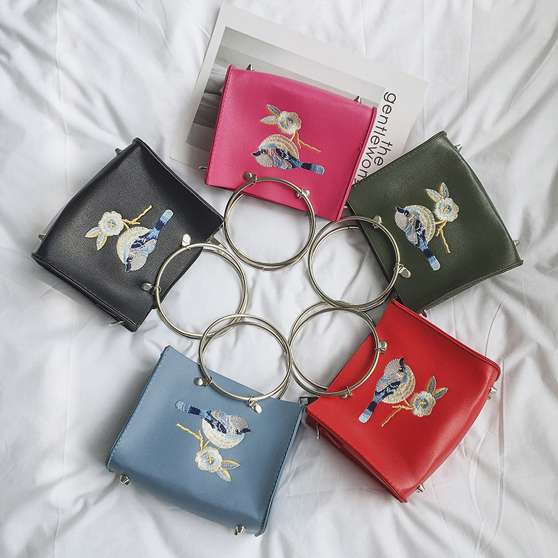 Ms Rings Handbag Lady Bags Chain Packet Mini Messenger bag Embroidery Small Square Package