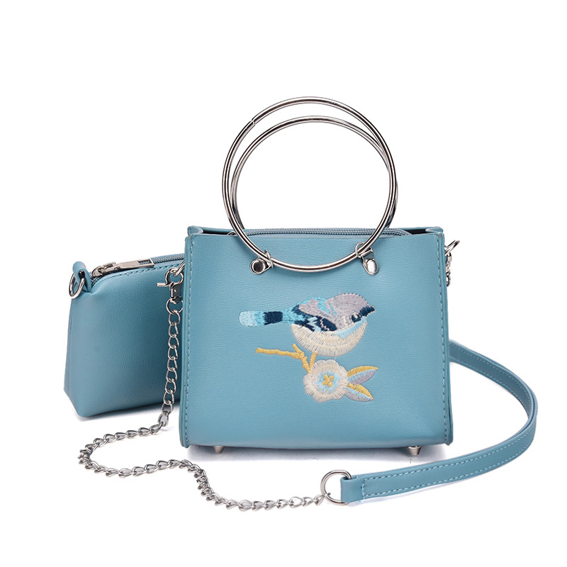 Ms Rings Handbag Lady Bags Chain Packet Mini Messenger bag Embroidery Small Square Package