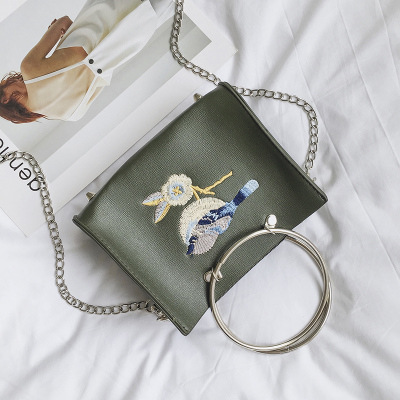 Ms Rings Handbag Lady Bags Chain Packet Mini Messenger bag Embroidery Small Square Package