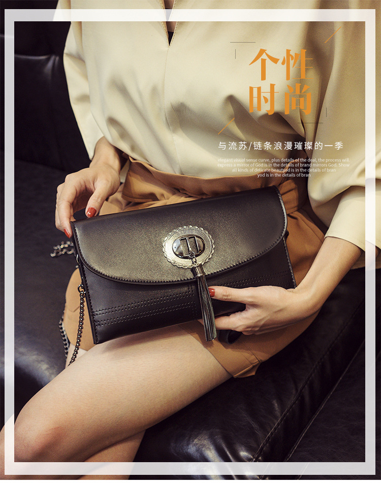 Ms Chain Tassel bag fashion Envelope package Clutch bag Shoulder Messenger bag Wild Clutch