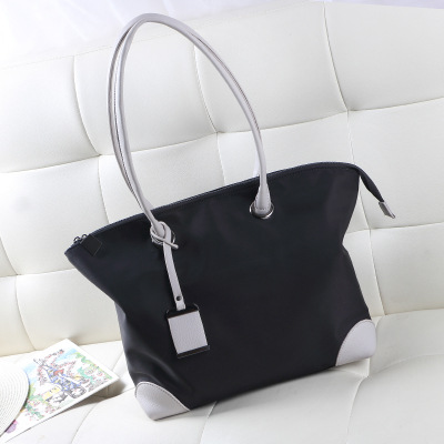 The New Lady Bags Simple Fashion Oxford Cloth Tote Shoulder Handbag Hit color Lady bags