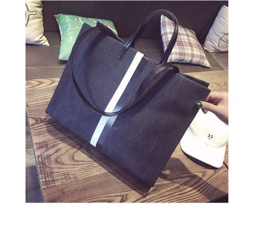 The New Lady Bags Big Bag Retro Simple Canvas Stripes Shoulder Handbag