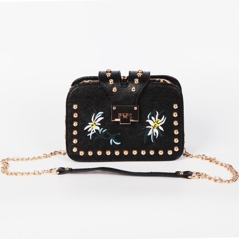 The New Lady Bags Embroidery Small Square Package Wild Trend Ms Chain Shoulder Messenger bag Handbags