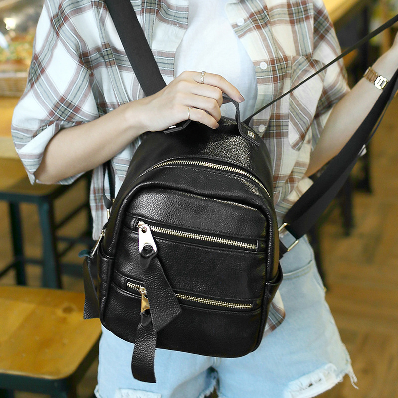 The New Lady Bags College Wind Trend Wild Simple Zipper Backpack Travel Student bag Backpack Handbags
