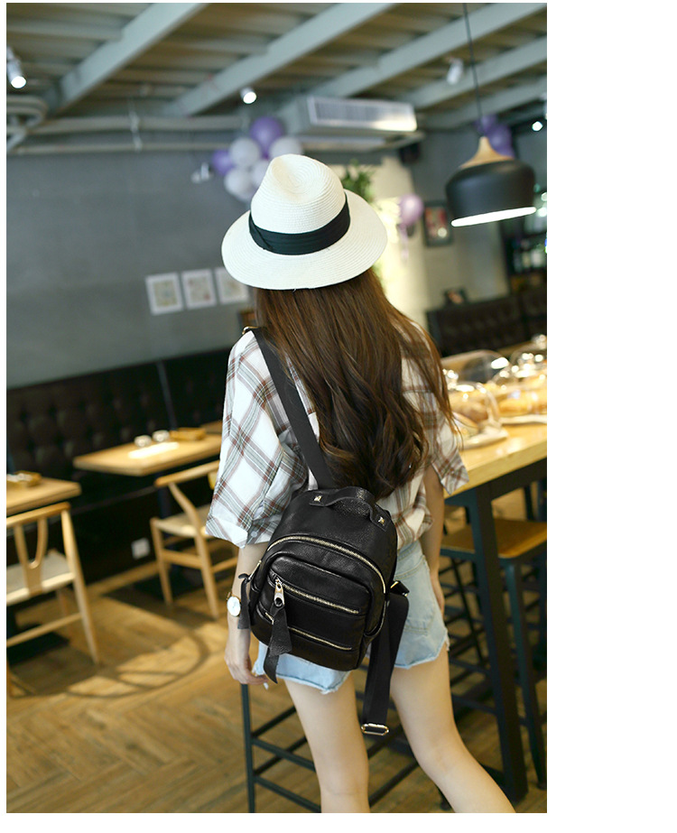 The New Lady Bags College Wind Trend Wild Simple Zipper Backpack Travel Student bag Backpack Handbags