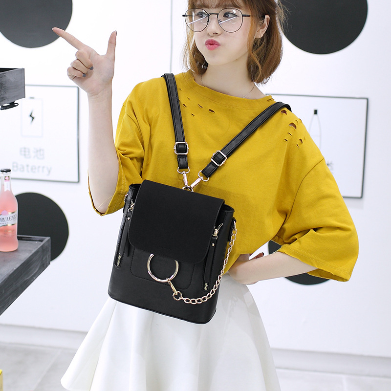 Ms Trend Leisure Shoulder Messenger bag Wild Backpack Fashion Multifunction College Wind School bag Handbags