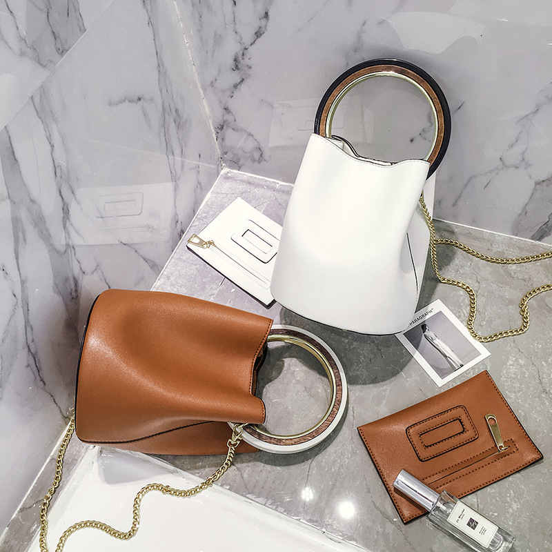 Ms fashion The New Hand bag metal Rings Bucket bag handbag