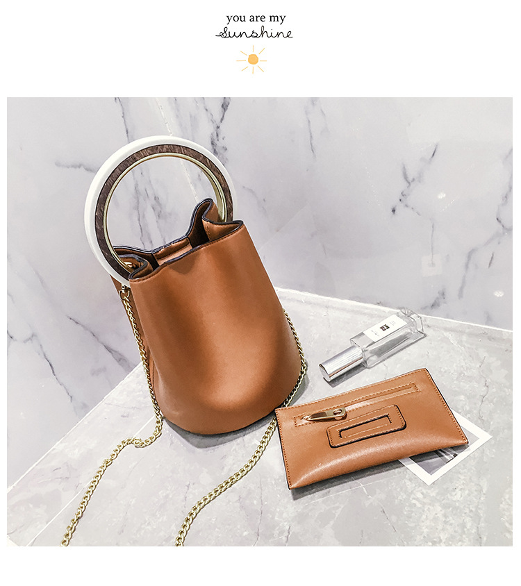 Ms fashion The New Hand bag metal Rings Bucket bag handbag