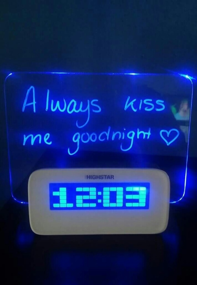 Blue New LED Luminous Message Board Digital Alarm Clock With Calendar Night light