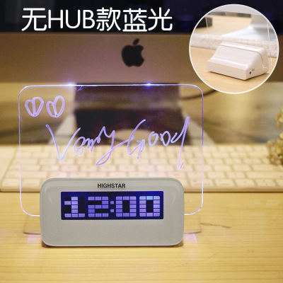 Blue New LED Luminous Message Board Digital Alarm Clock With Calendar Night light