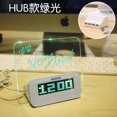 Blue New LED Luminous Message Board Digital Alarm Clock With Calendar Night light