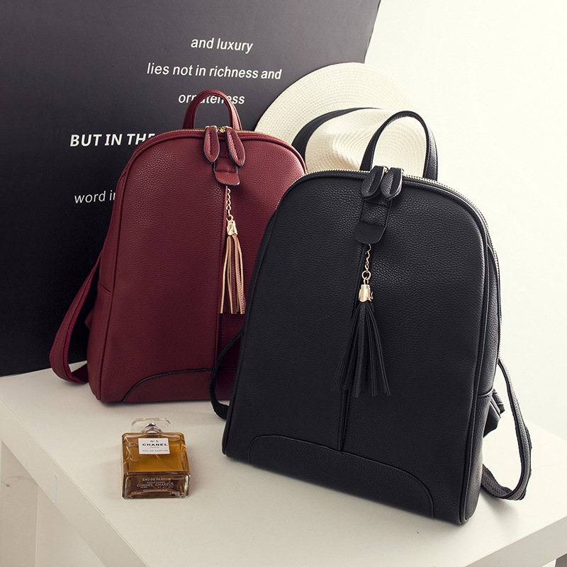 The New Fashion Tassel Backpack Leisure Ms Shoulder Bags College Wind Backpack Simple School bag Handbags