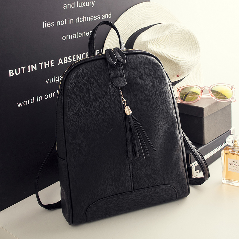 The New Fashion Tassel Backpack Leisure Ms Shoulder Bags College Wind Backpack Simple School bag Handbags