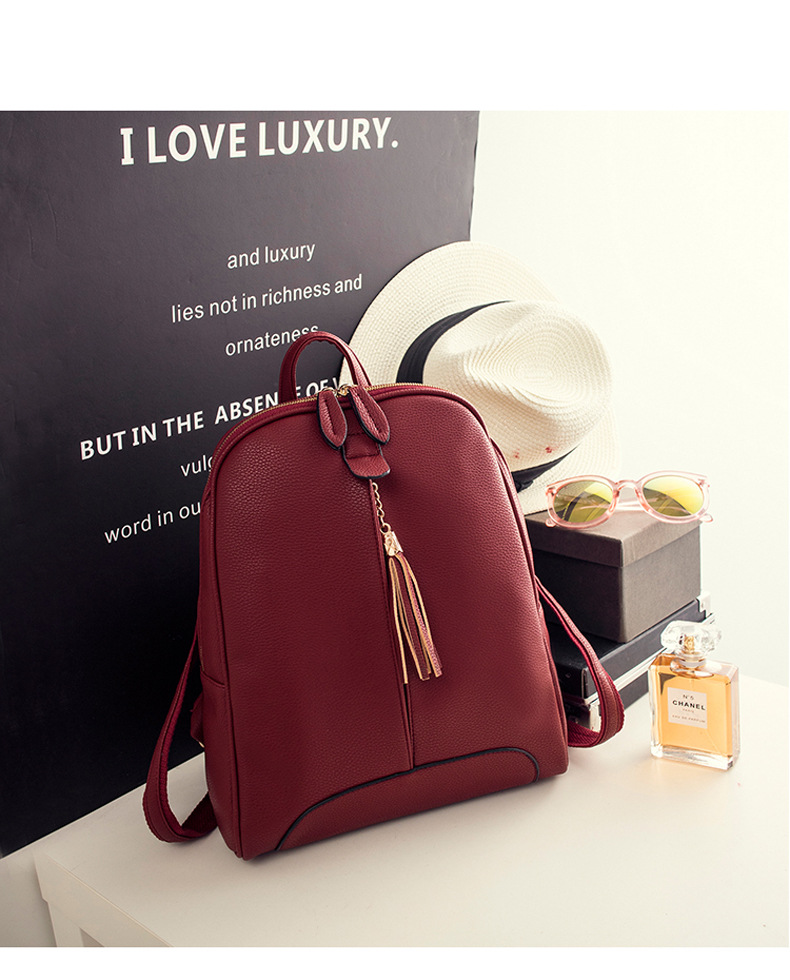 The New Fashion Tassel Backpack Leisure Ms Shoulder Bags College Wind Backpack Simple School bag Handbags