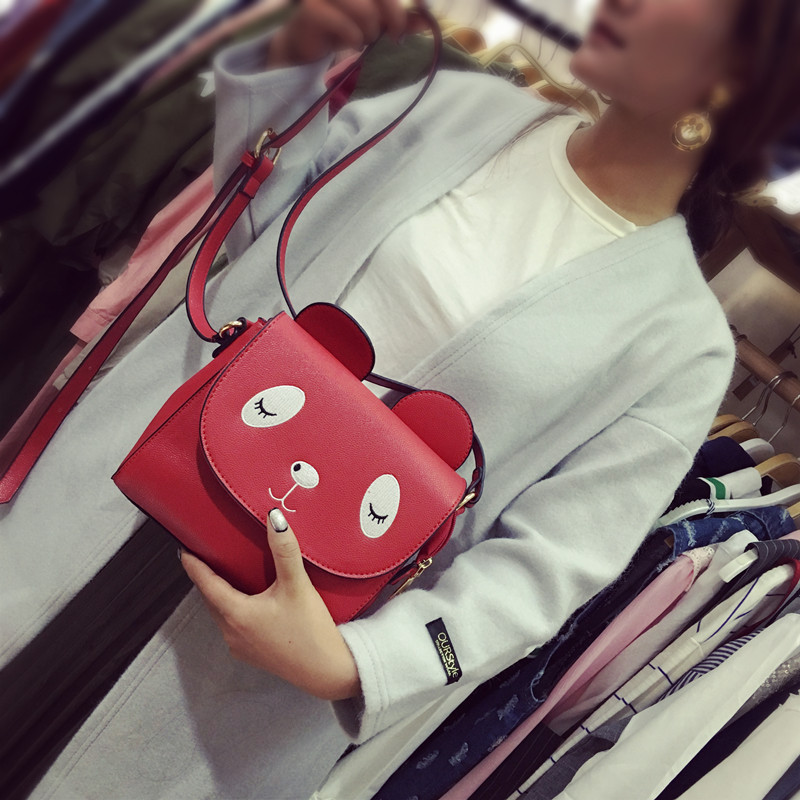 Small Fresh Lady Bags Handbag Cat Ears Small Square Package Simple Lovely Shoulder Messenger Bag