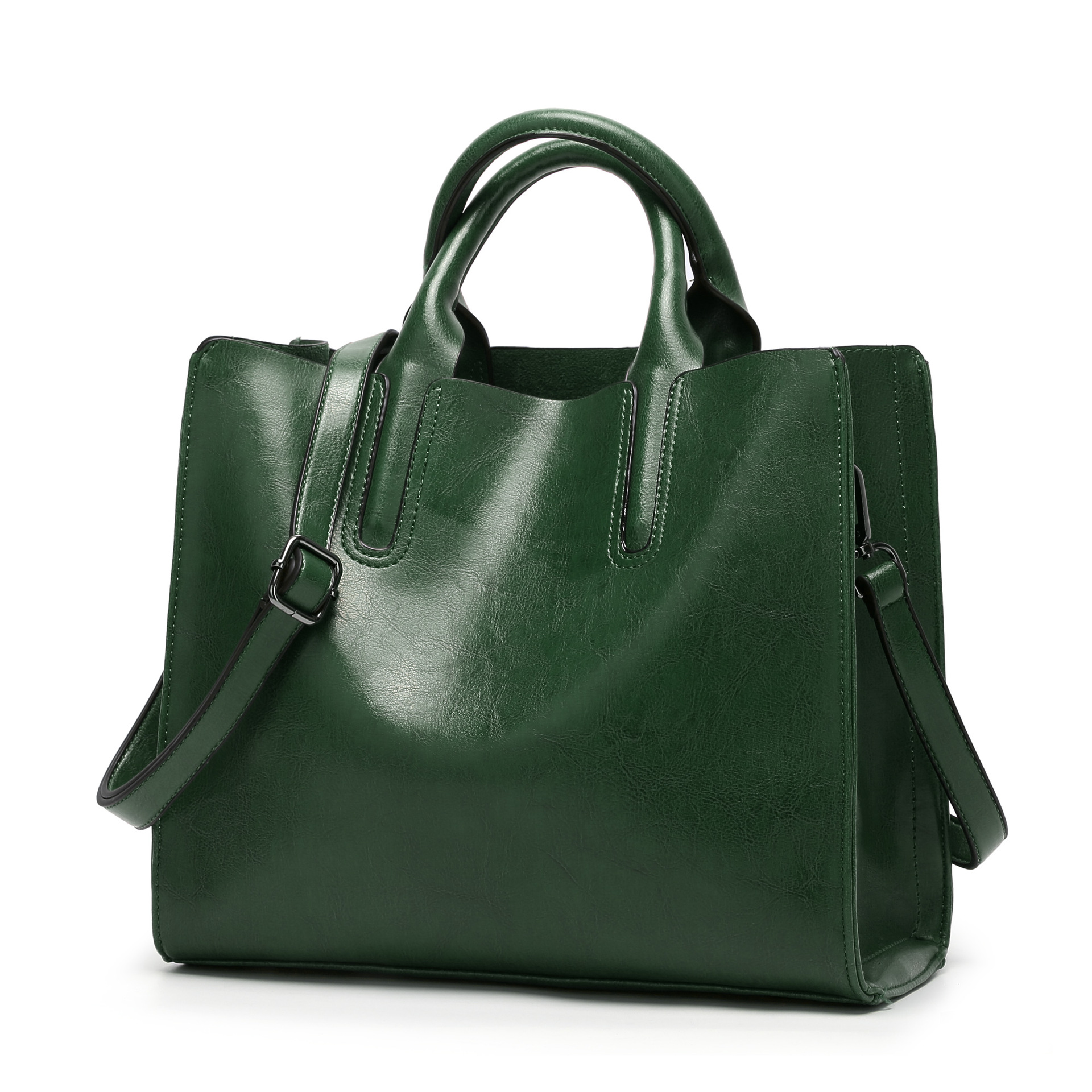Ms The New Retro Oil Skin Portable Simple Wild Tote Shoulder Messenger bag