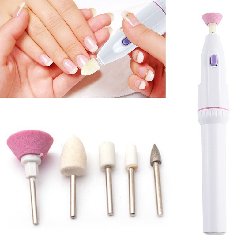 Electric Nail Polishing Drilling Machine Portable Mini Nail Grinding Tool with 5 Drills