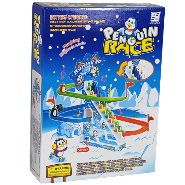 Electric Little Dolphin Penguin Climb The Stairs Slide Assemble Track child Brain Game