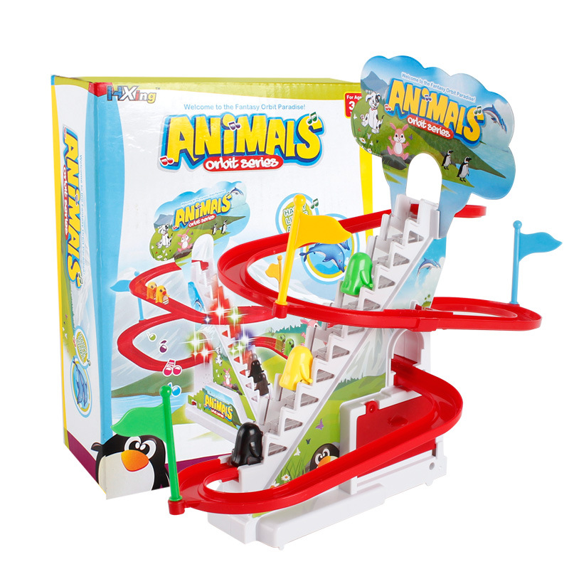 Electric Piggy Climb the Stairs Track Child Pink pig Sister Climb the Stairs Ladder Orbit toy