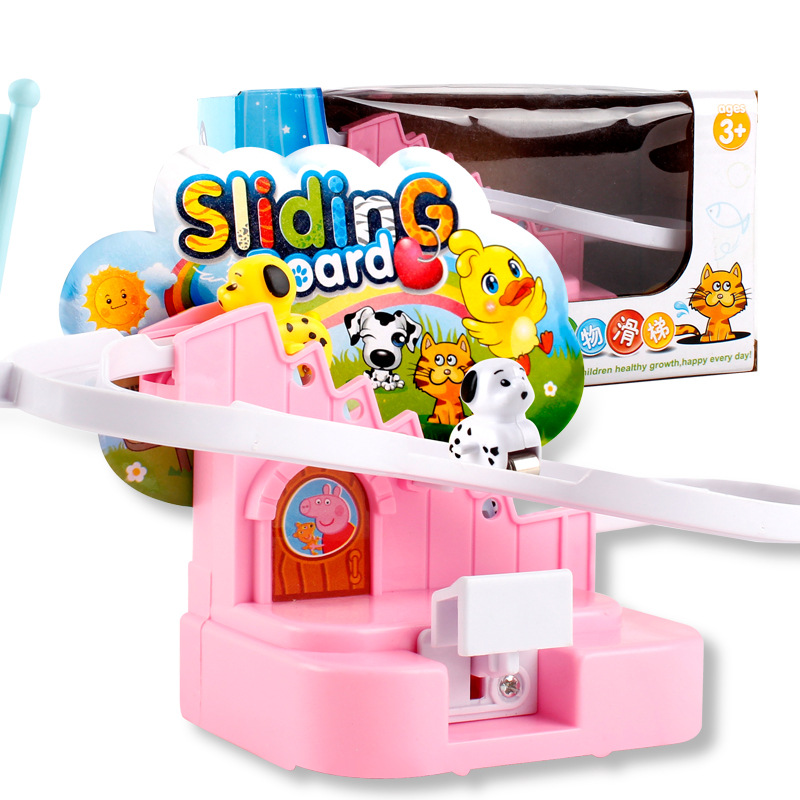 Animal Slide Climb the Stairs Track Assemble toy Manual Competition Table Games