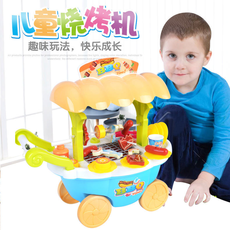 child Going home simulation electric Grill toy Cart Barbecue baby Puzzle Kitchen kitchenware