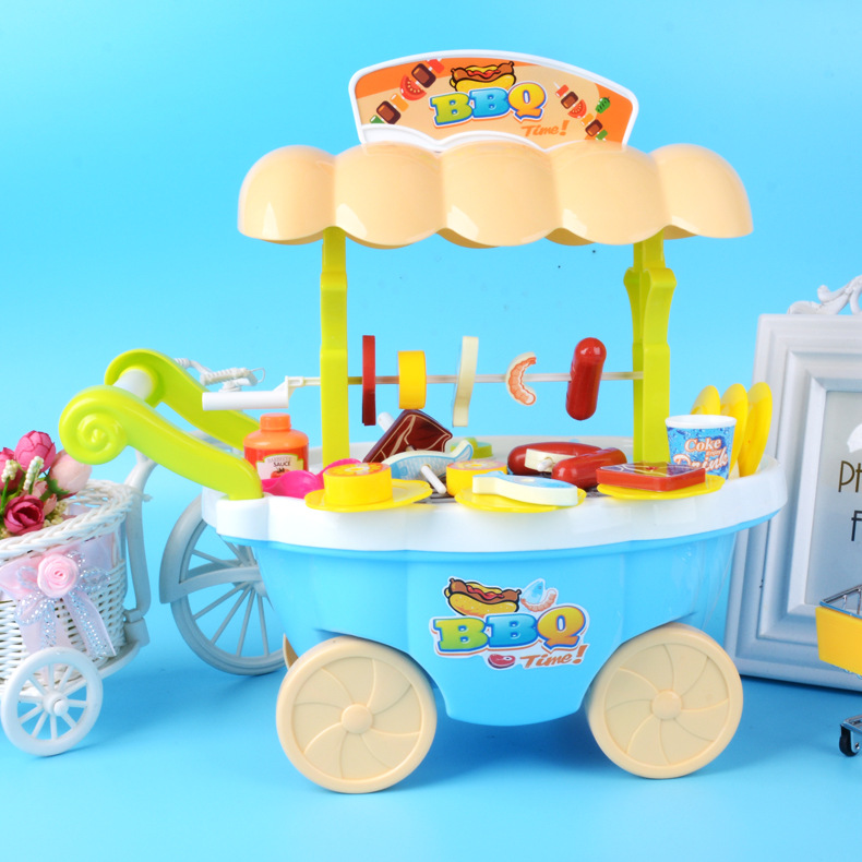 child Going home simulation electric Grill toy Cart Barbecue baby Puzzle Kitchen kitchenware