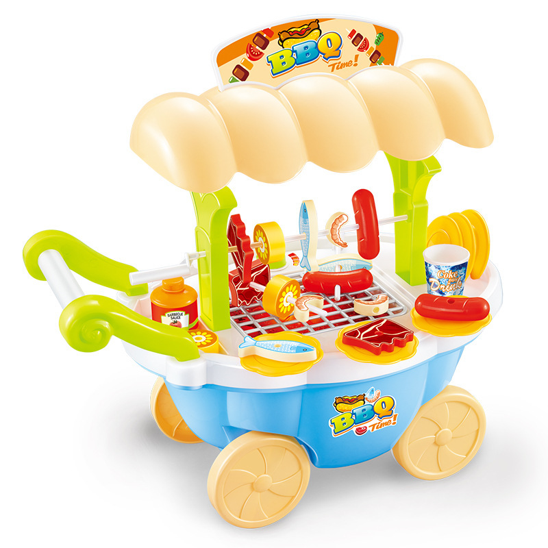 child Going home simulation electric Grill toy Cart Barbecue baby Puzzle Kitchen kitchenware