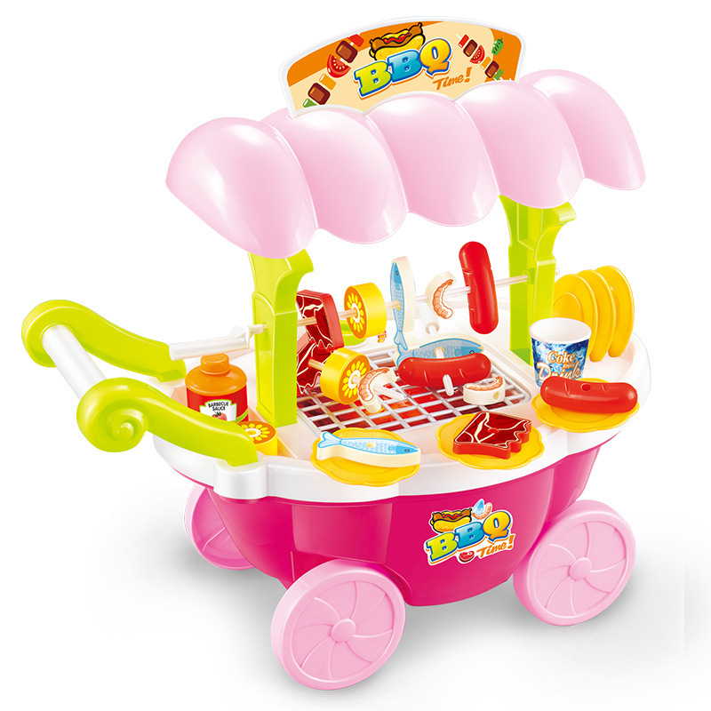 child Going home simulation electric Grill toy Cart Barbecue baby Puzzle Kitchen kitchenware