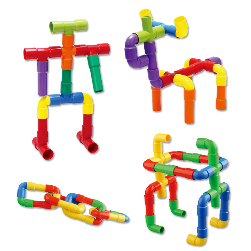 Child Plastic Tubular Assemble Building Blocks Baby Water Pipe Early Education Puzzle Toys