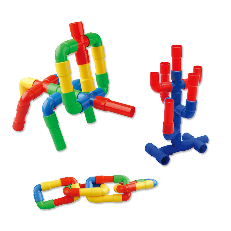 Child Plastic Tubular Assemble Building Blocks Baby Water Pipe Early Education Puzzle Toys