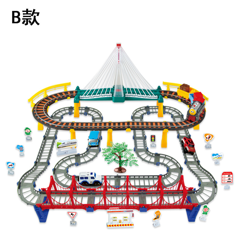 Child Assemble Multi-layer Track toy Electric lighting city Large Subway toy Small Train Model