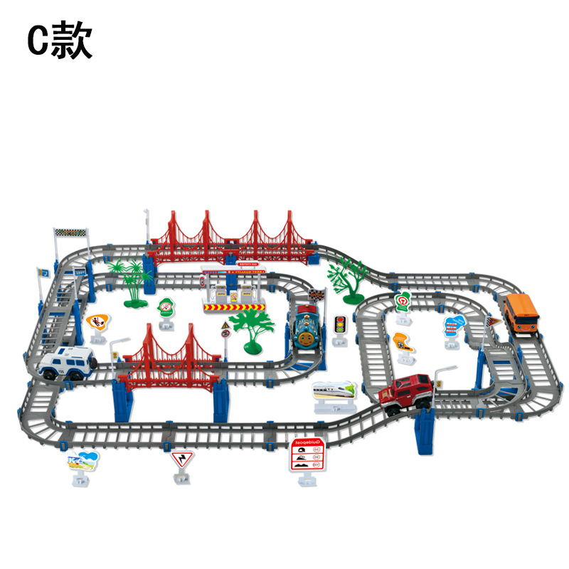 Child Assemble Multi-layer Track toy Electric lighting city Large Subway toy Small Train Model