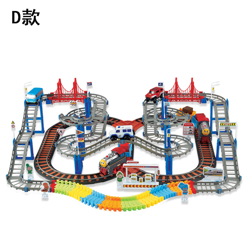 Child Assemble Multi-layer Track toy Electric lighting city Large Subway toy Small Train Model