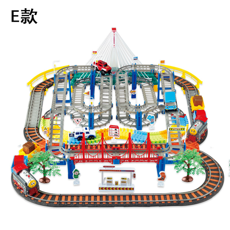 Child Assemble Multi-layer Track toy Electric lighting city Large Subway toy Small Train Model
