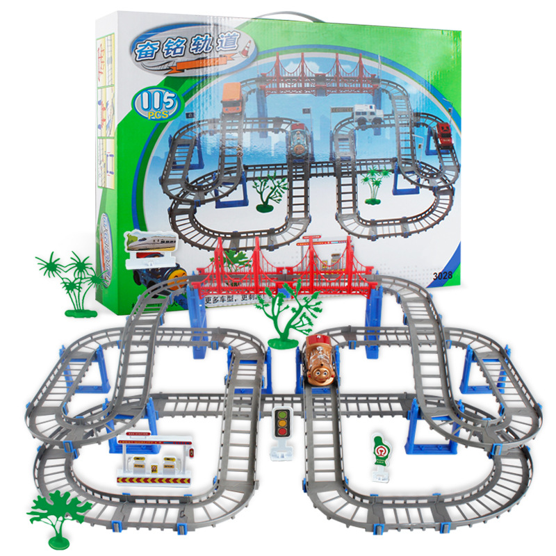 Child Subway Thomas Electric DIY toy night Market Exhibition Variety Cars Puzzle Toy