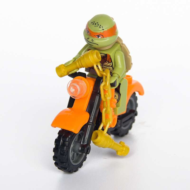 Child plastic Assemble Fight Interpolation Building Blocks Motorcycle knight Ninja Turtles toy