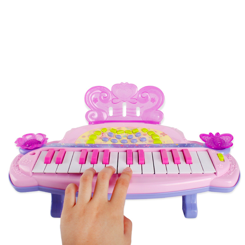 Child toy Simulation Piano Cartoon Puzzle Keyboard Princess Butterfly Piano light Music Toy