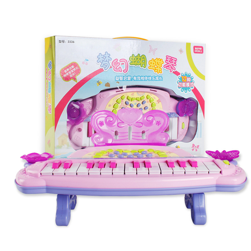 Child toy Simulation Piano Cartoon Puzzle Keyboard Princess Butterfly Piano light Music Toy