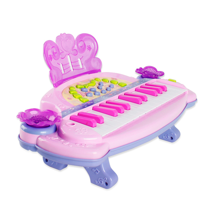 Child toy Simulation Piano Cartoon Puzzle Keyboard Princess Butterfly Piano light Music Toy