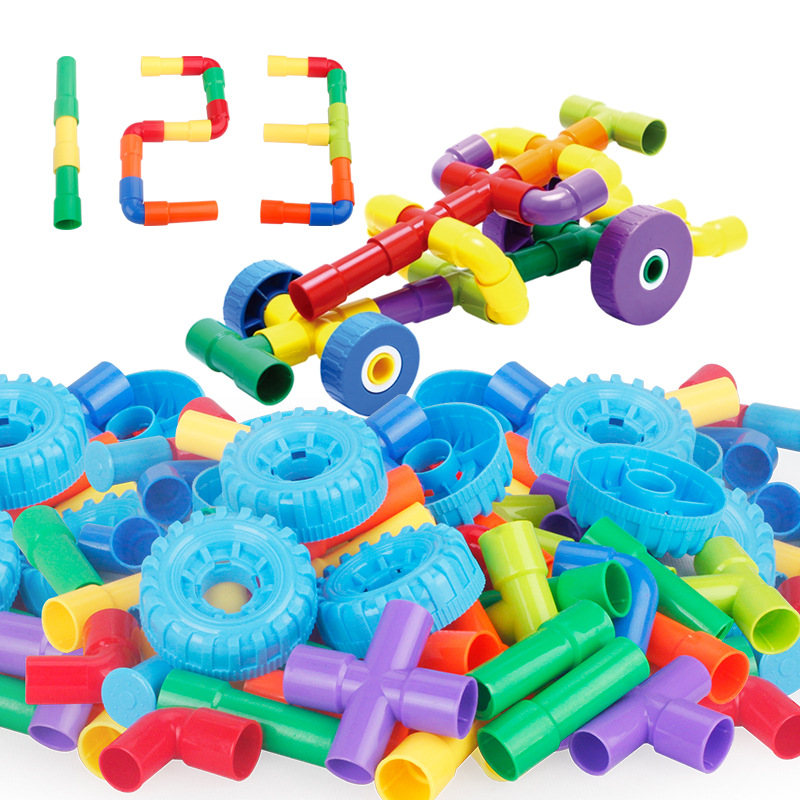 Child Plastic Tubular Assemble Building Blocks Early Education Puzzle Fight Interpolation toy