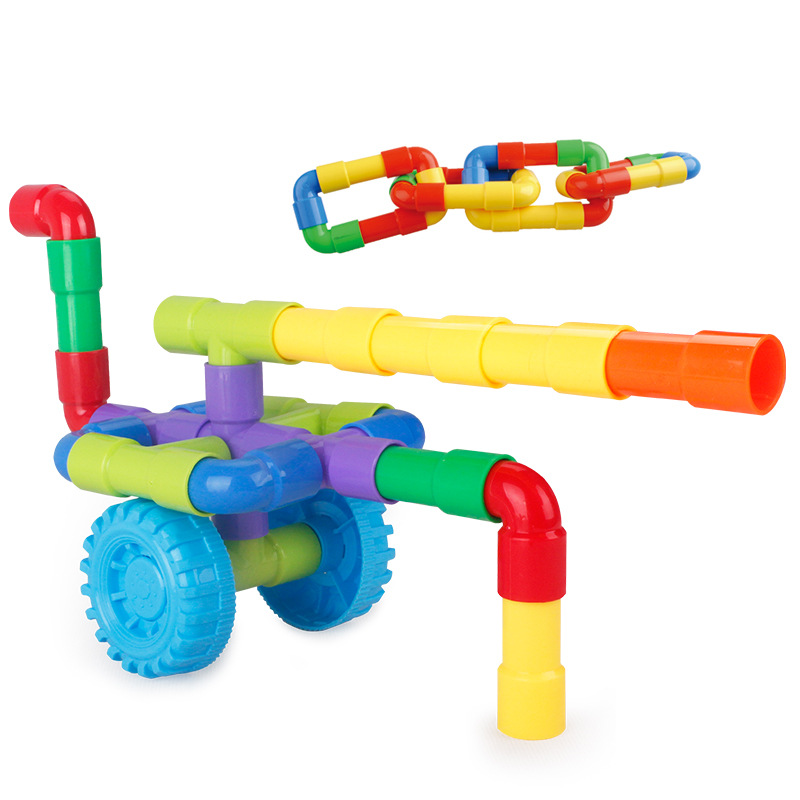 Child Plastic Tubular Assemble Building Blocks Early Education Puzzle Fight Interpolation toy