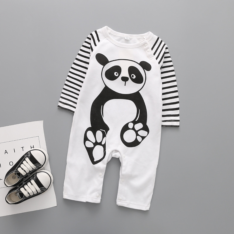 Western Style Baby Clothing Romper Cotton Panda Long Sleeves Printing Newborns Siamese Clothing